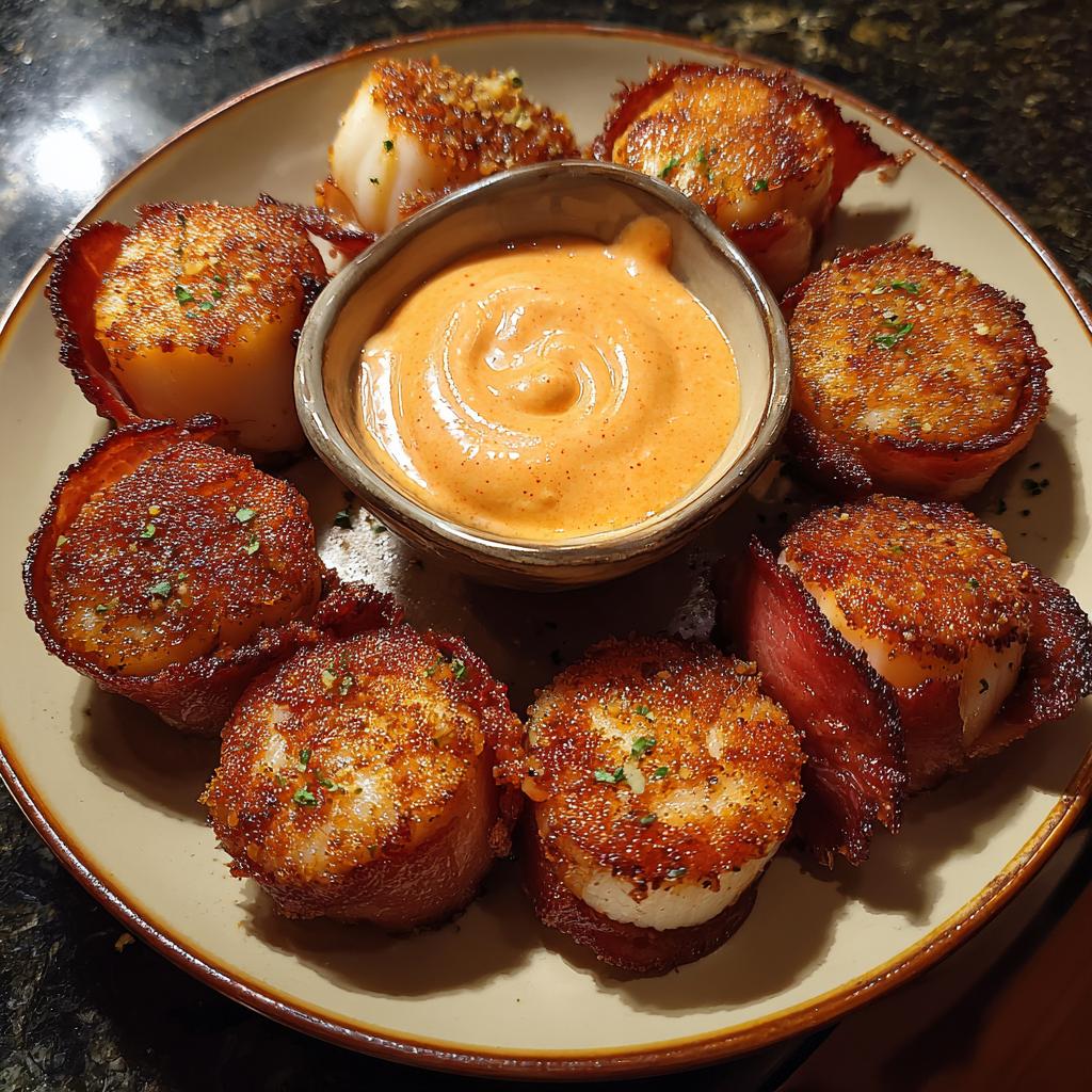 Air Fryer Bacon-Wrapped Scallops with Sriracha Mayo - detail 2