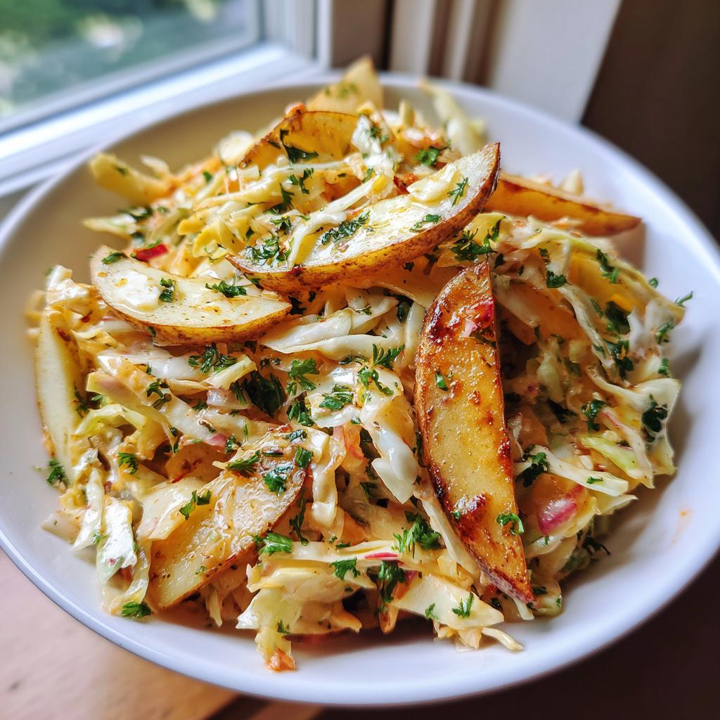 Maple-Cider Slaw with Air-Fried Apples and Potatoes - detail 1