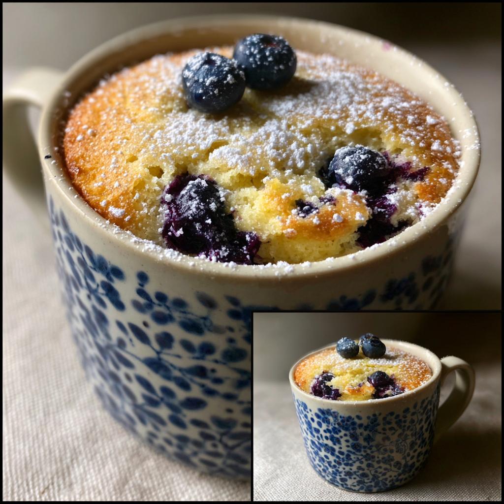 No-Egg Blueberry Mug Cake - detail 2