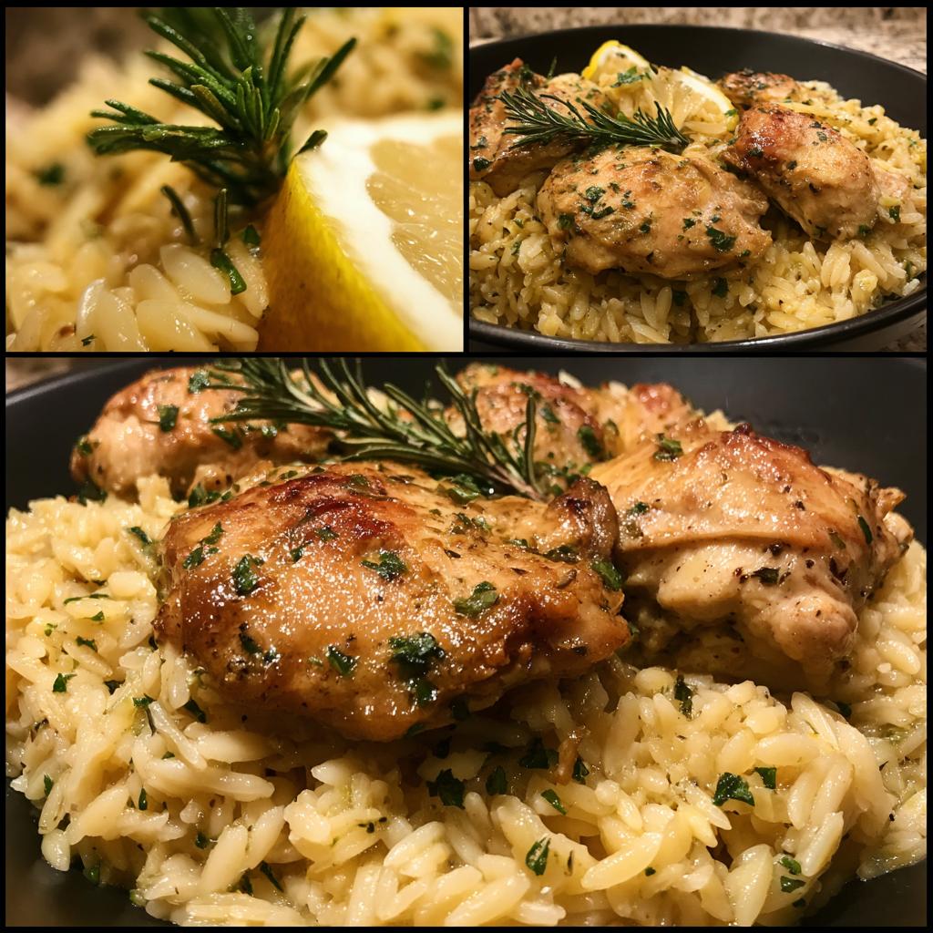 One Pot Lemon Rosemary Dijon Chicken and Butter Toasted Rice Pilaf. I - detail 1