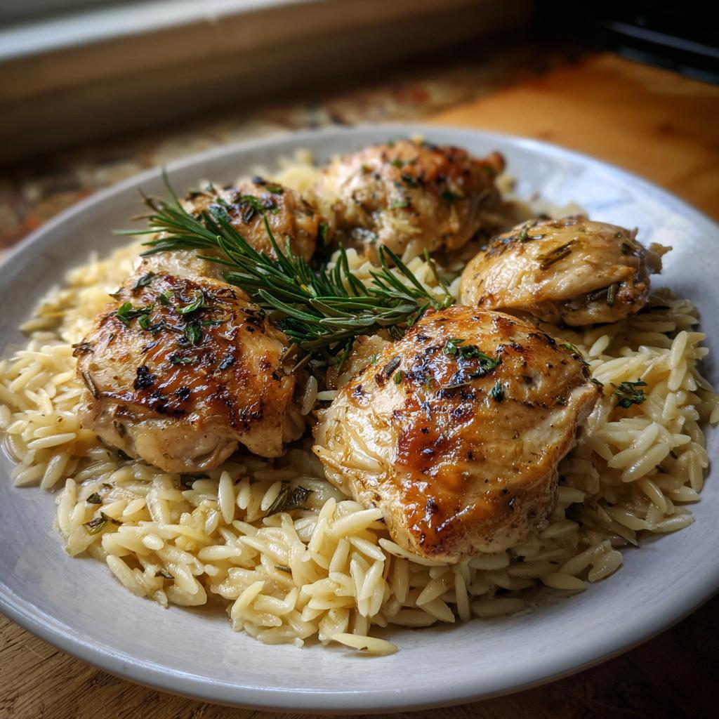 One Pot Lemon Rosemary Dijon Chicken and Butter Toasted Rice Pilaf. I - detail 2