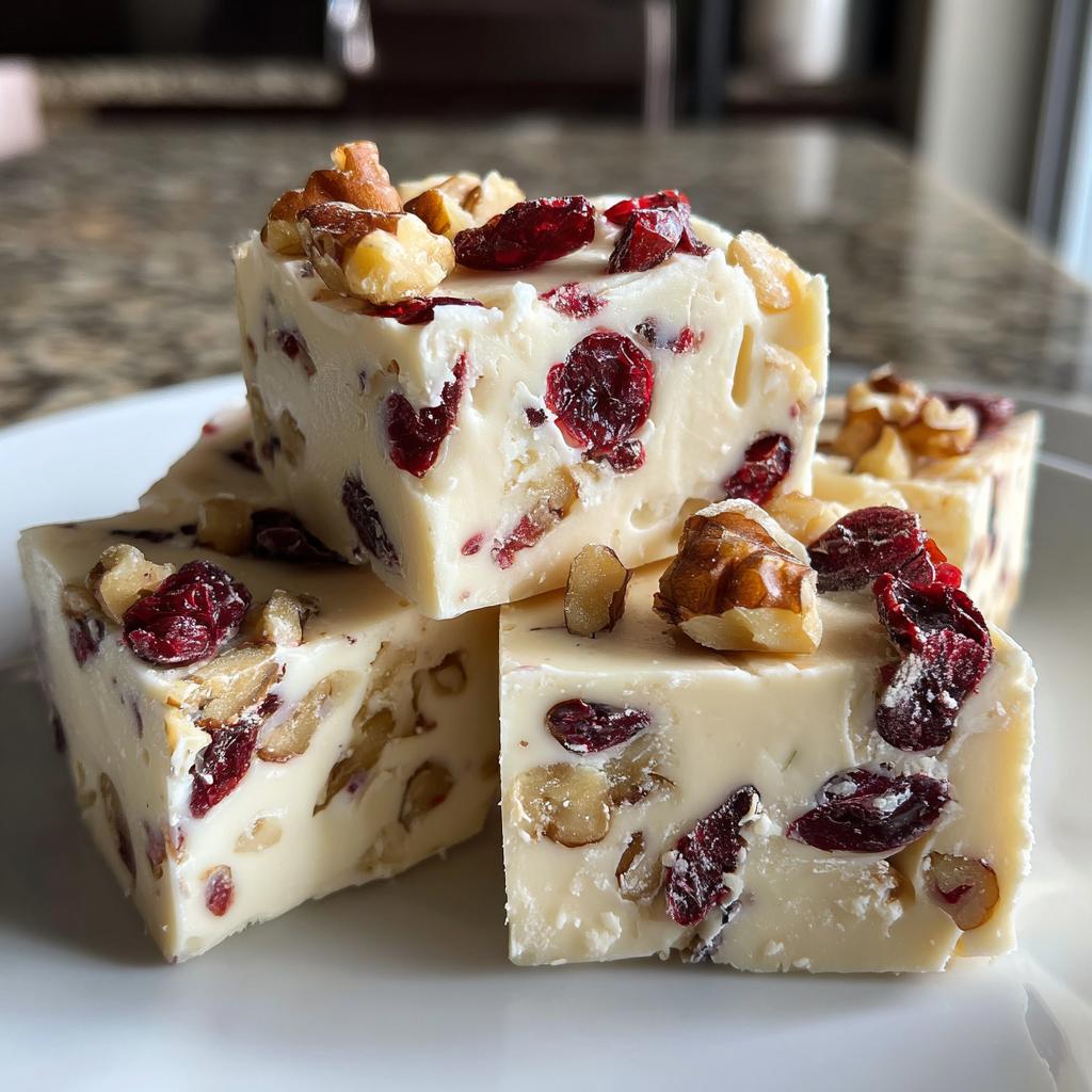 Ciepłe White Cranberry Walnut Nutmeg Fudge 1 minutę