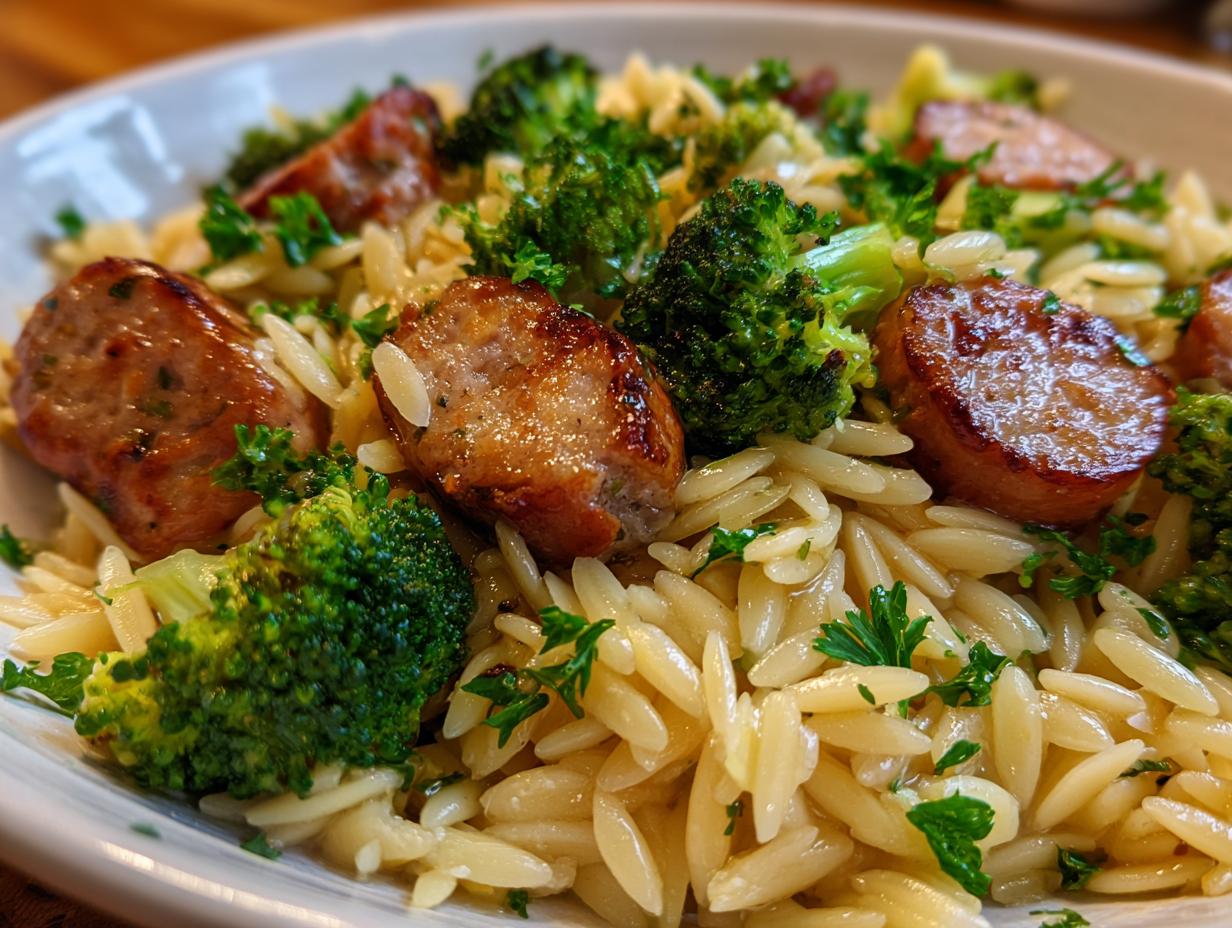 Chicken Sausage Broccoli Orzo: 1 Pot Wonder