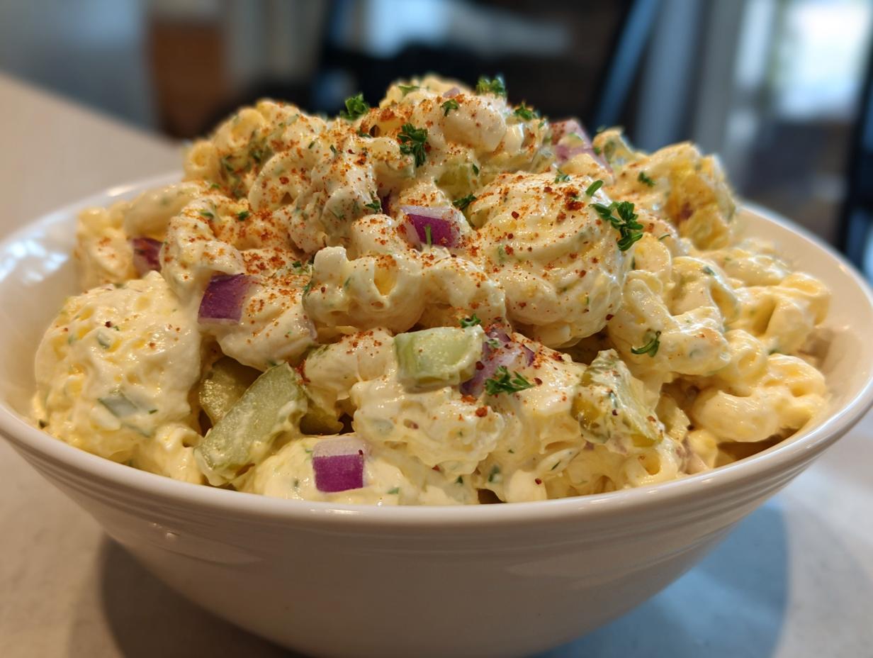 Anna’s Amazing Deviled Egg Macaroni Salad