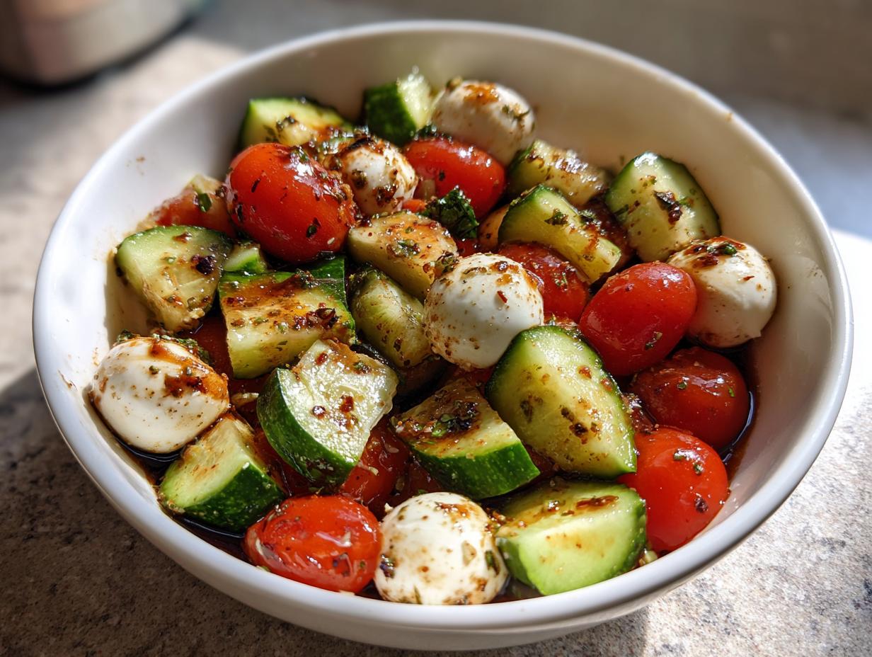 Fresh Cucumber Caprese Salad