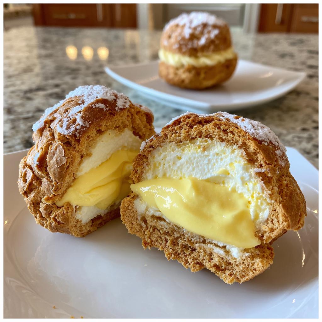 Light choux pastries filled with lemon cream - detail 1