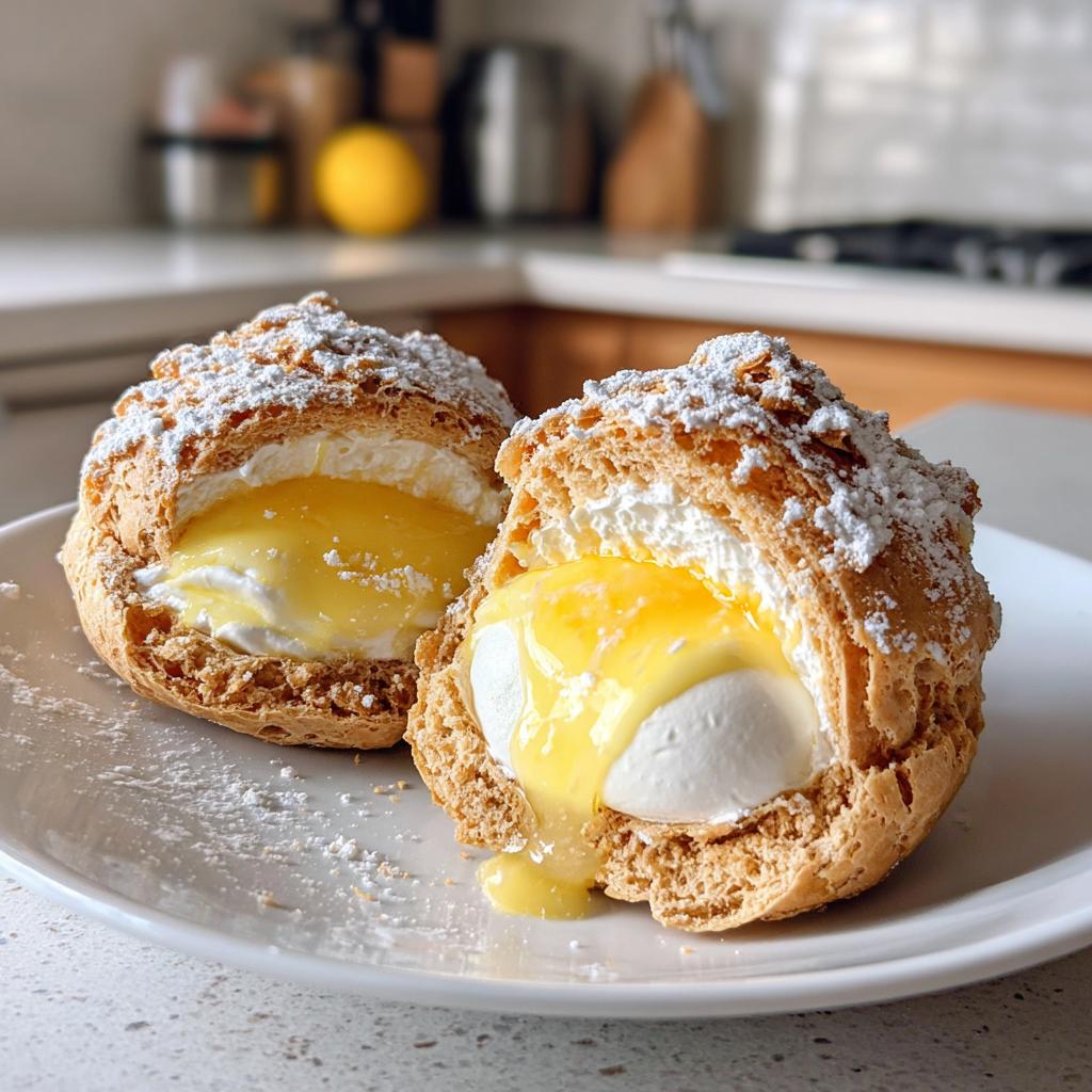 Light choux pastries filled with lemon cream - detail 2