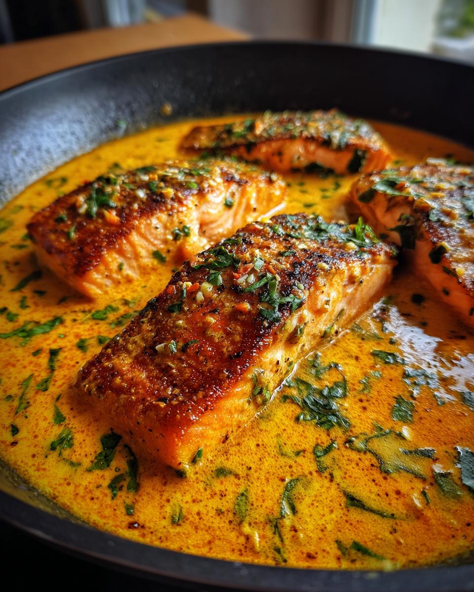 One-Pan Coconut Curry Salmon with Garlic Butter