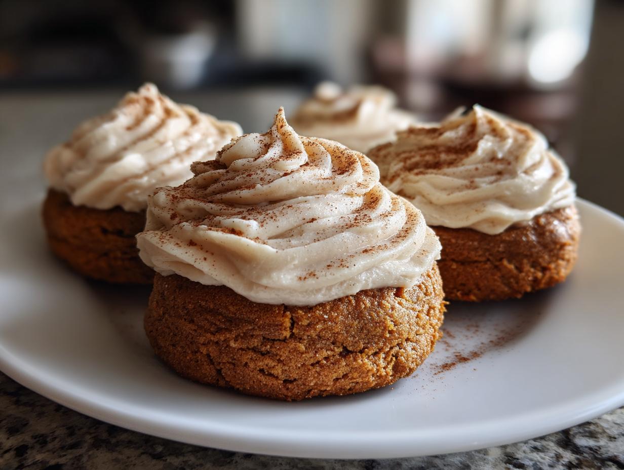 Soft Pumpkin Cookies with Cinnamon Frosting