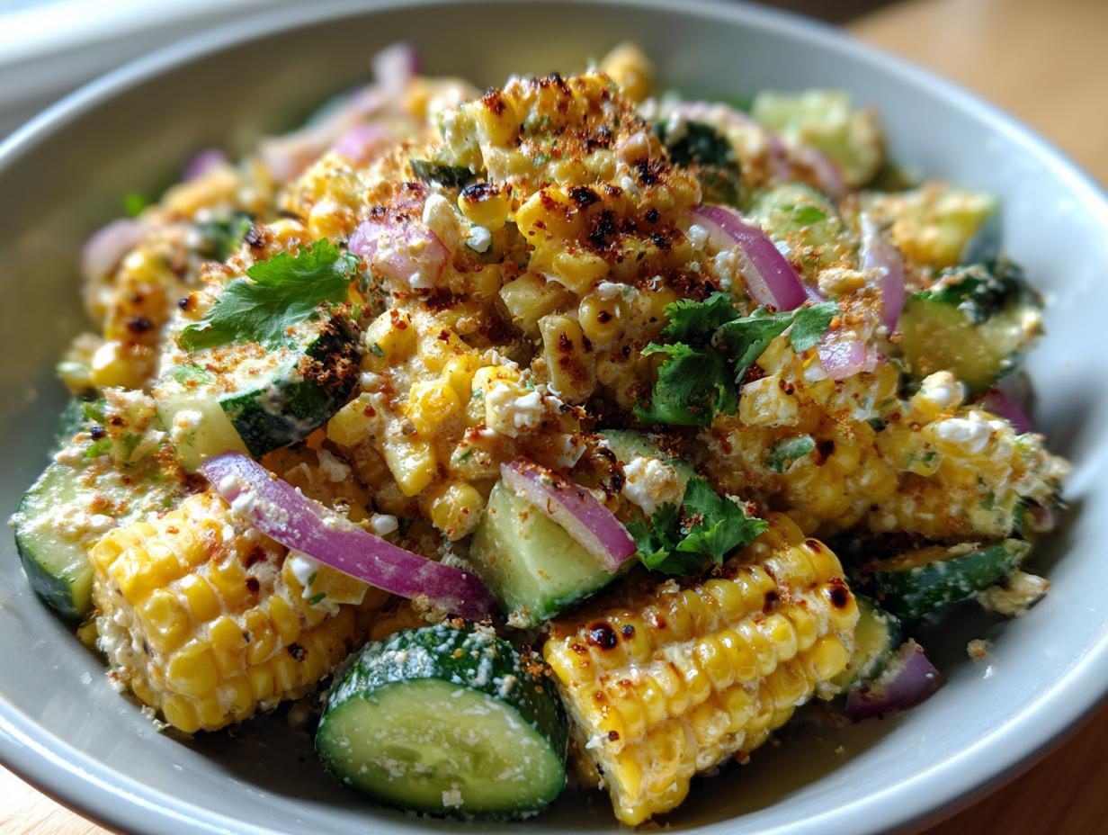 Street Corn Creamy Cucumber Salad