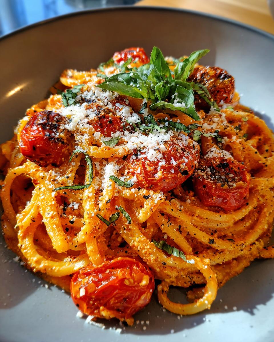 Creamy Roasted Tomato and Garlic Pasta (Vegan & Irresistible) - detail 3