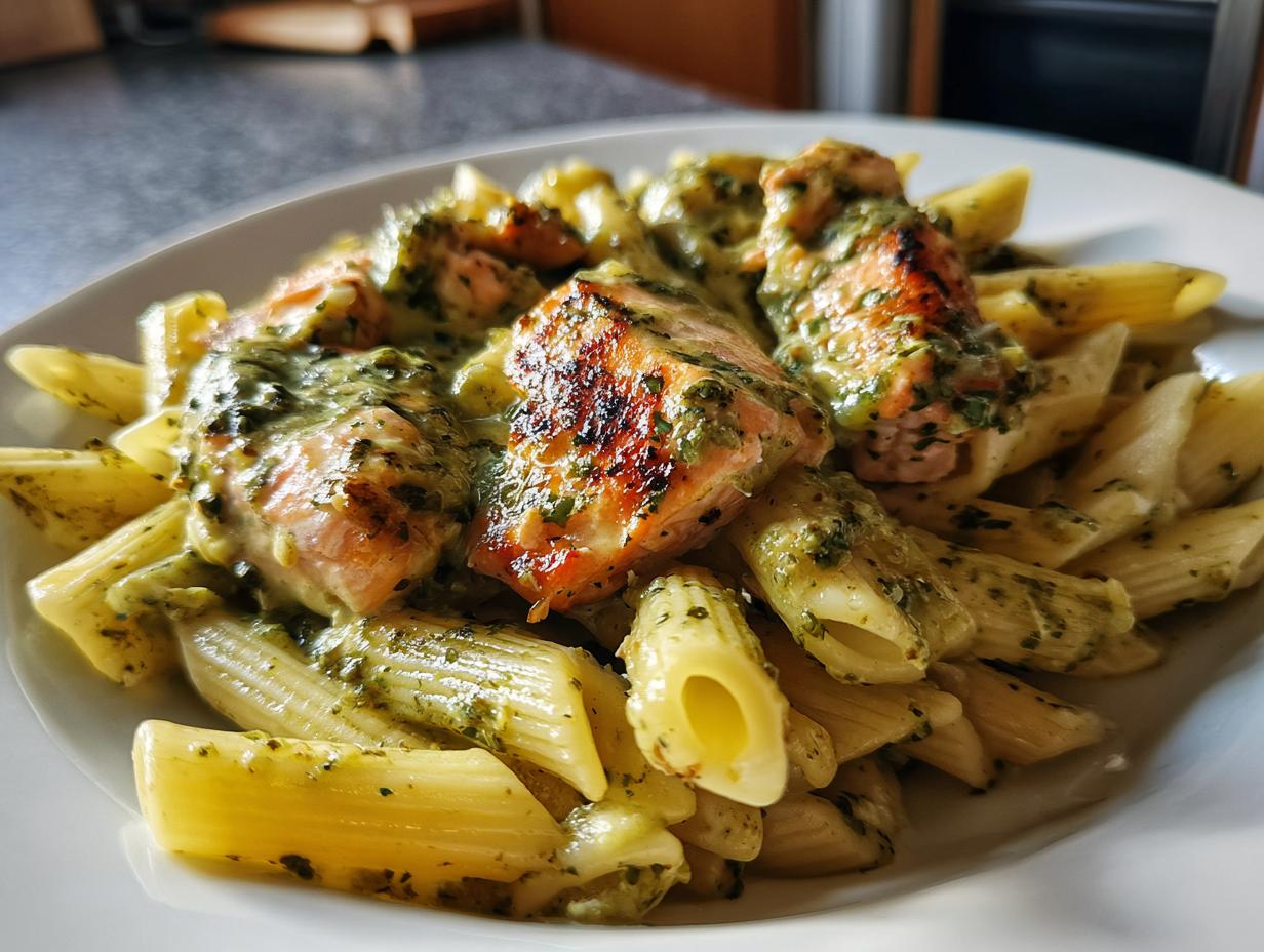 Amazing 30-Min Creamy Salmon Pesto Pasta