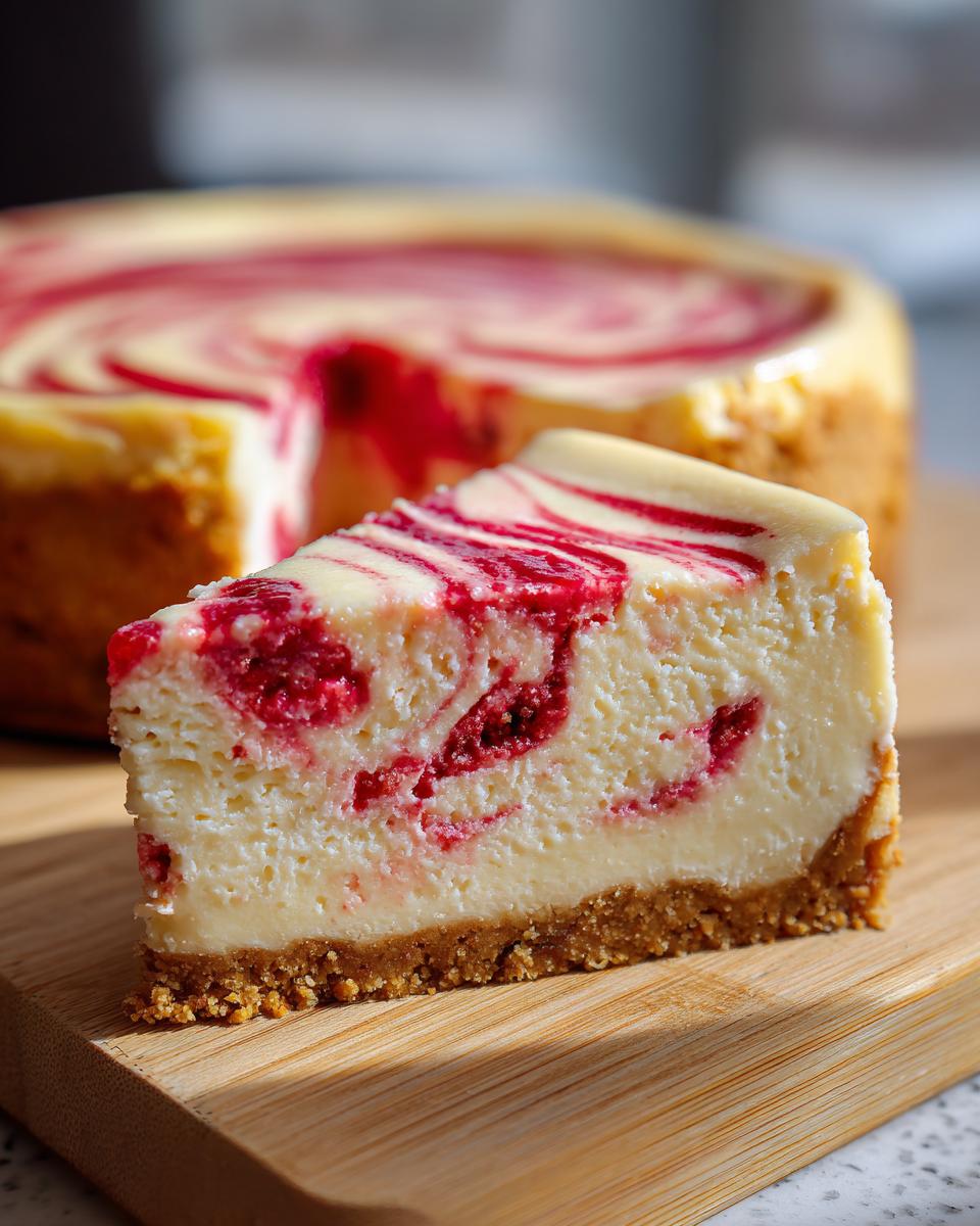 Luscious Lemon Raspberry Swirl Cheesecake - detail 1