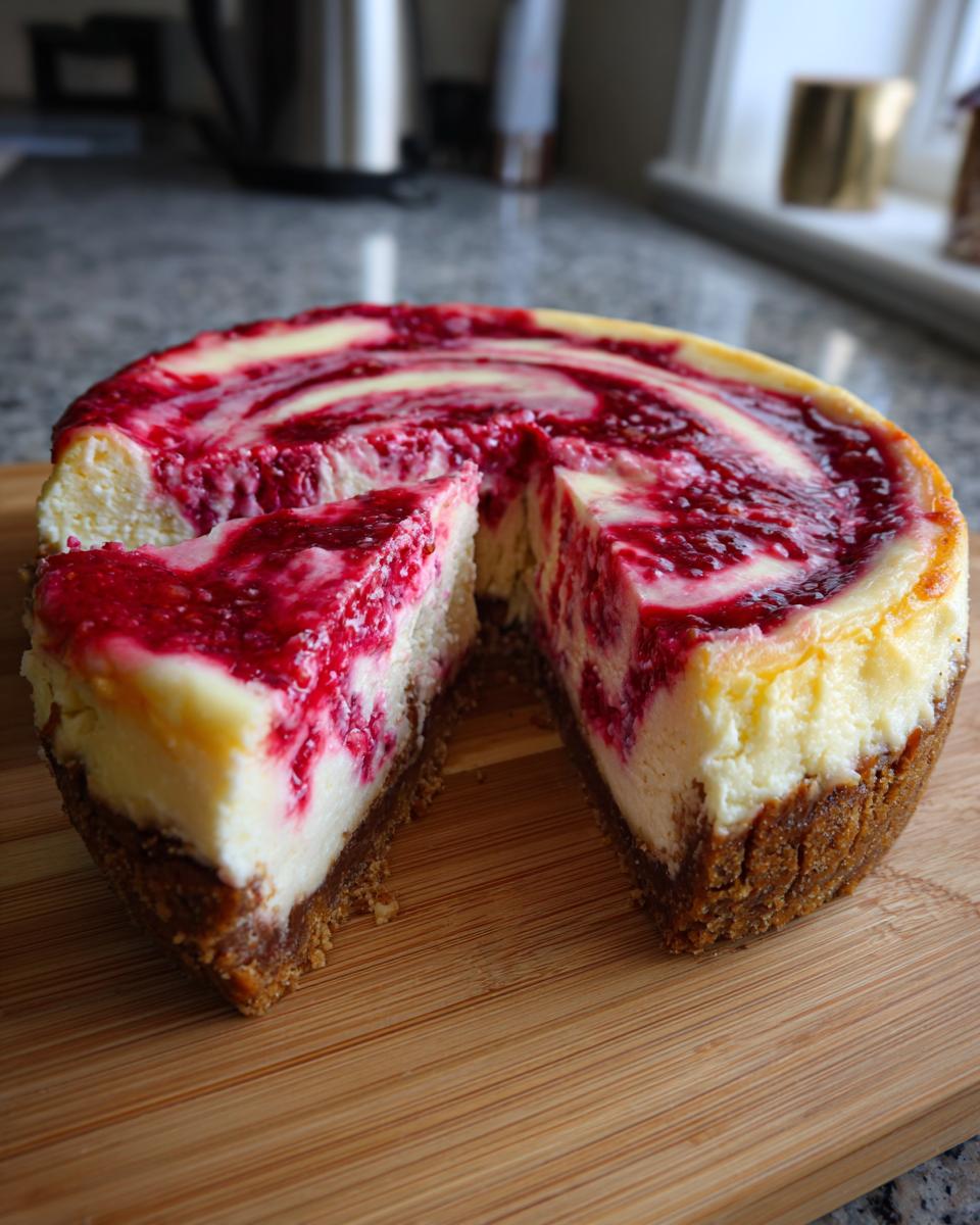 Luscious Lemon Raspberry Swirl Cheesecake - detail 2