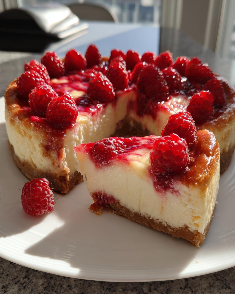 Luscious Lemon Raspberry Swirl Cheesecake - detail 3