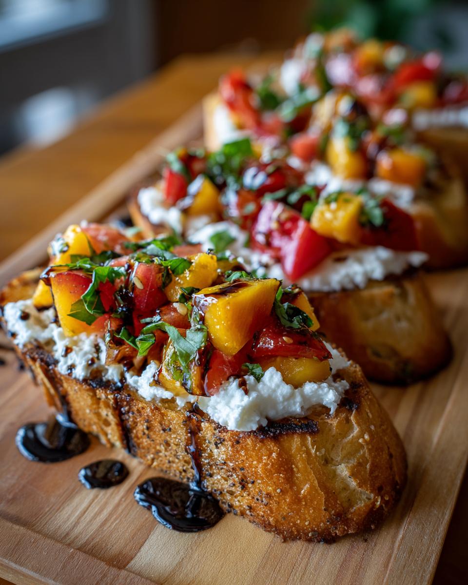 Quick Peach Bruschetta with Whipped Ricotta - detail 1