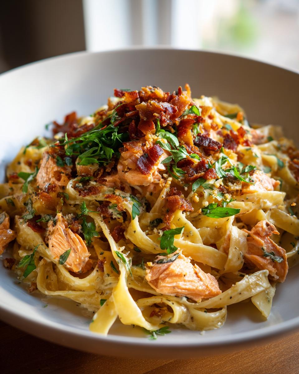 Salmon Fettuccine with Sour Cream Caesar Sauce - detail 1