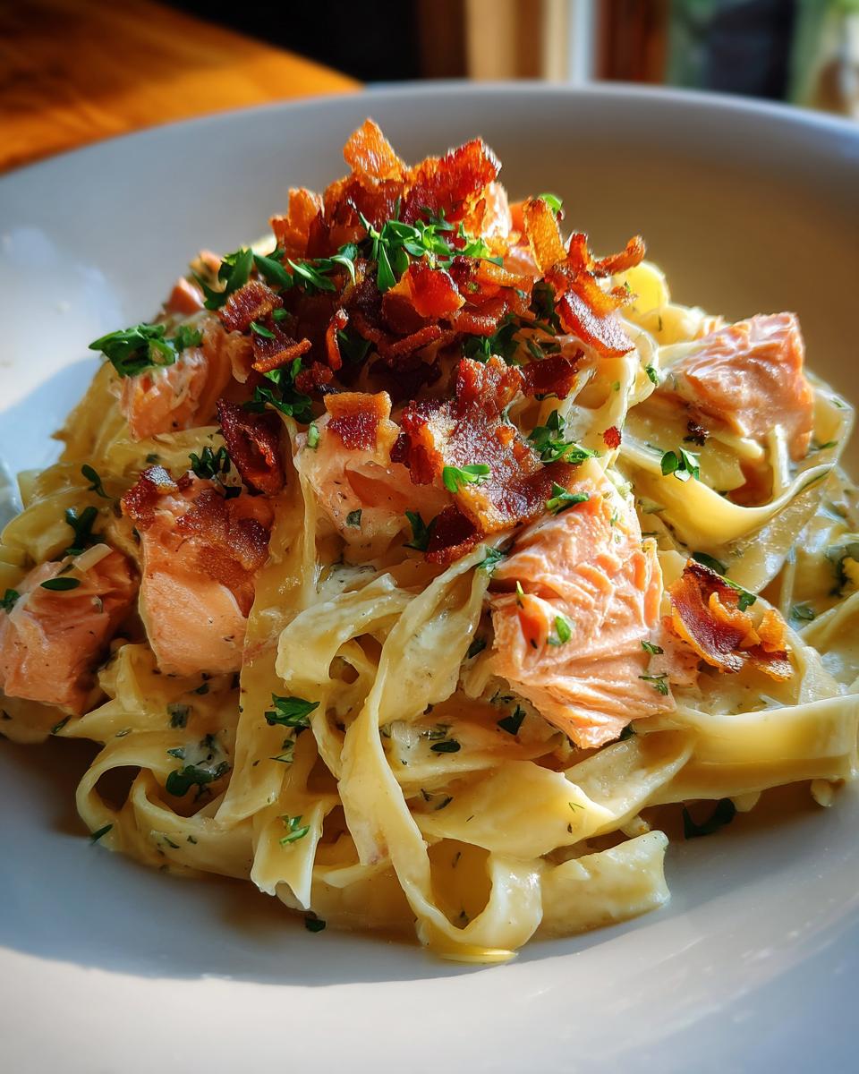 Salmon Fettuccine with Sour Cream Caesar Sauce - detail 2