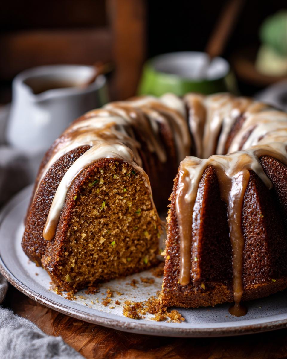 Sweet Glazed Zucchini Cake with Brown Sugar Icing - detail 2