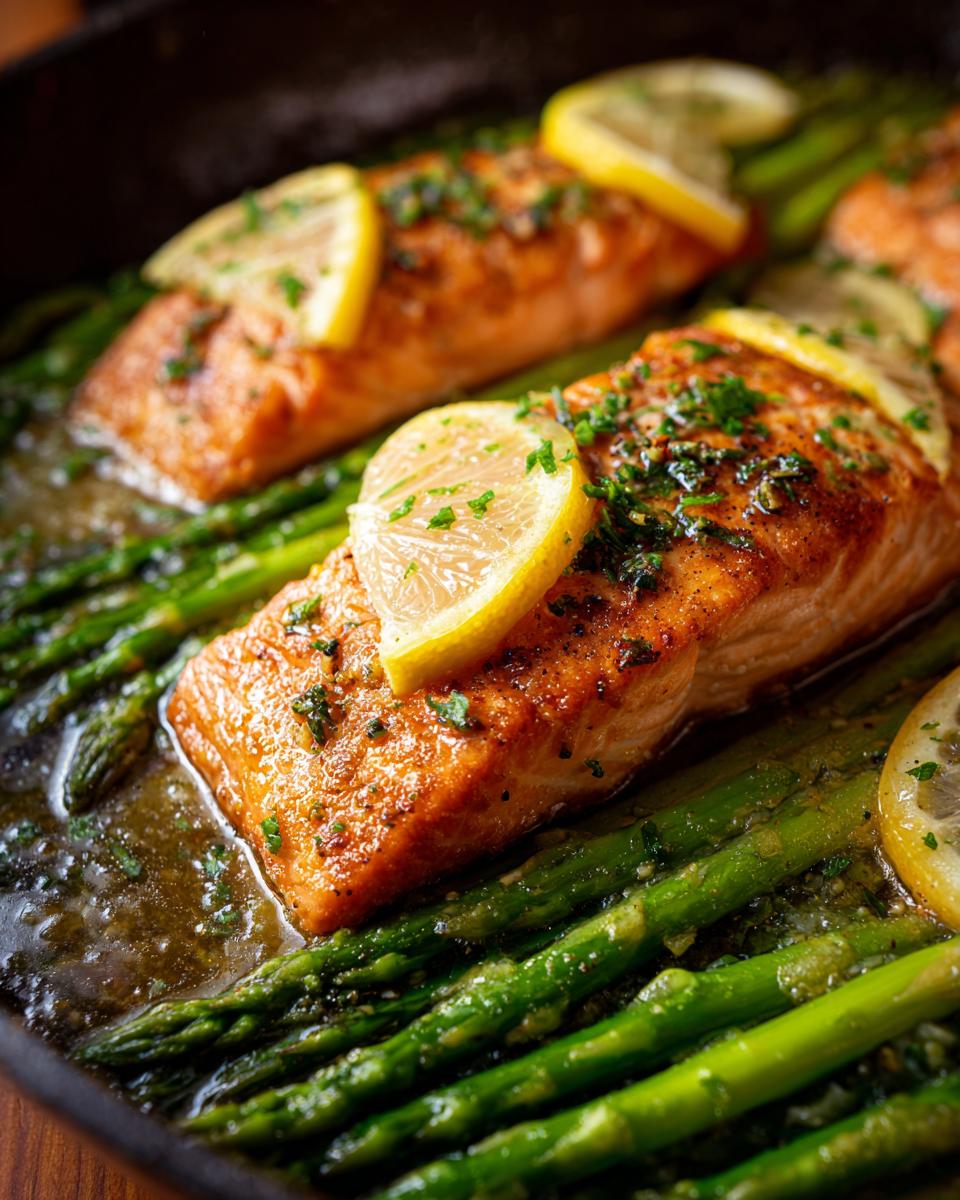 Baked Salmon with Asparagus, Lemon, Garlic and Butter Sauce - detail 2