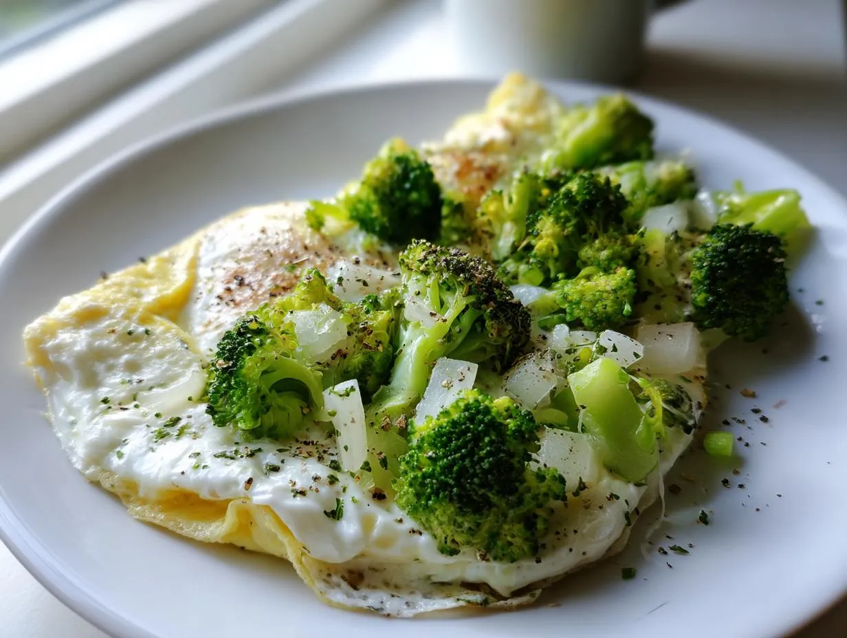 Amazing 10 Minute Egg White Omelette with Broccoli