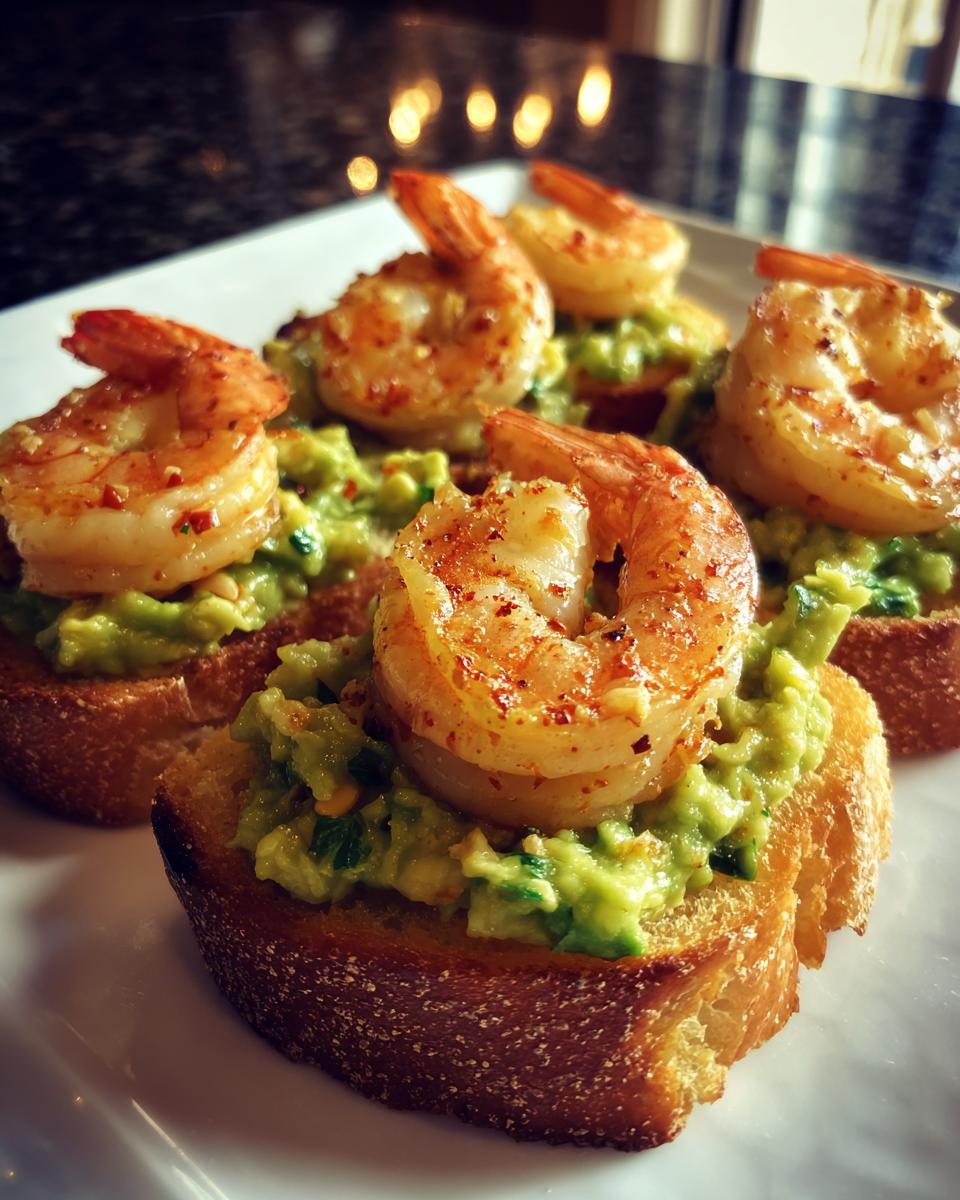 Garlic Shrimp Crostini with Avocado Spread - detail 1