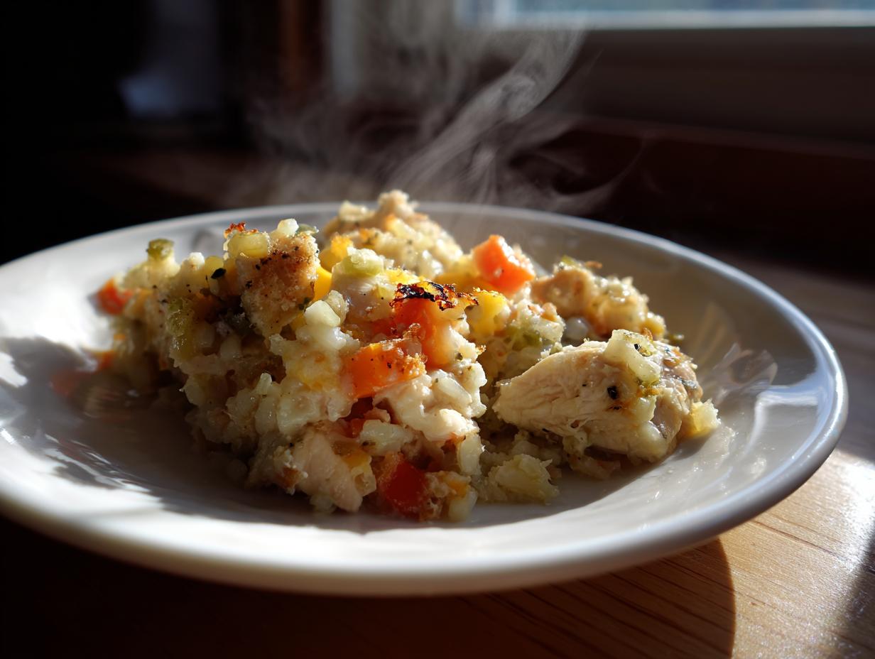 5 Minute Healthy Chicken &amp; Rice Casserole Win