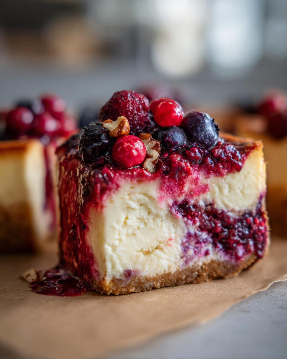 Keto Berry Pecan Cheesecake Bars - detail 2