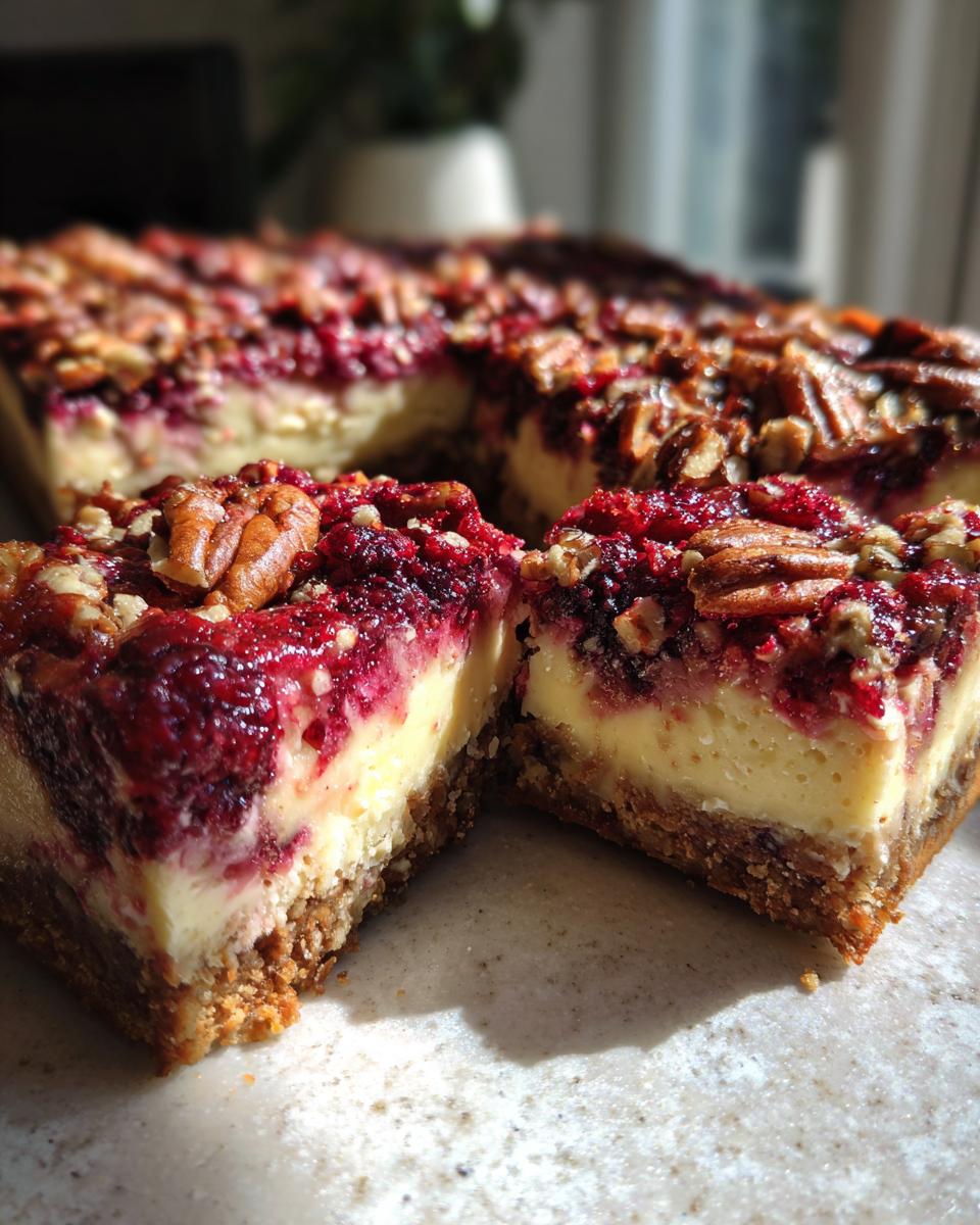 Keto Berry Pecan Cheesecake Bars - detail 3