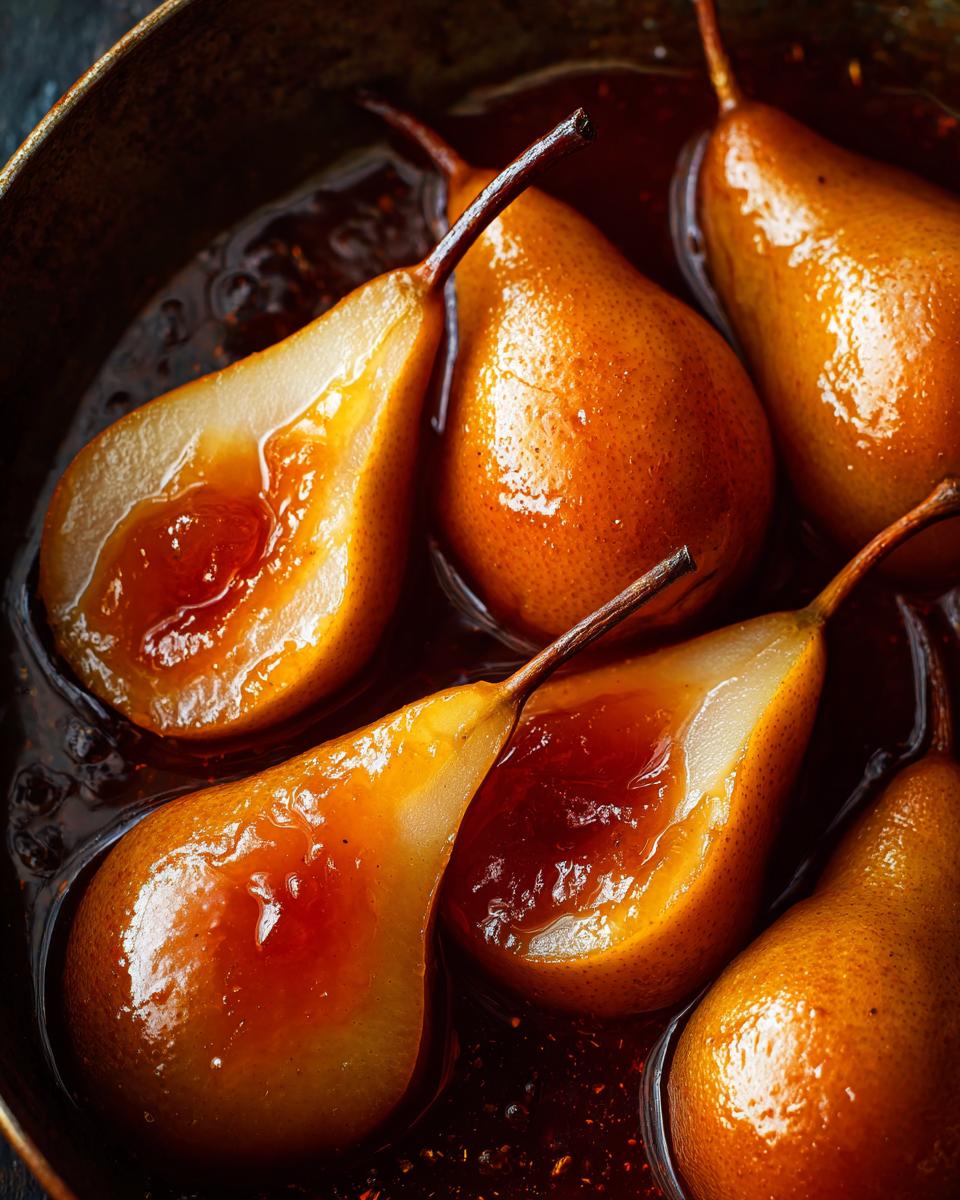 Poached Pears with Apricot Sauce - detail 1