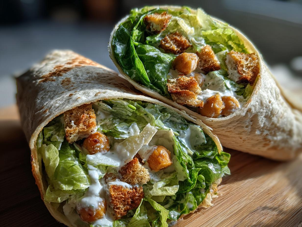 Chickpea Caesar Salad Wraps