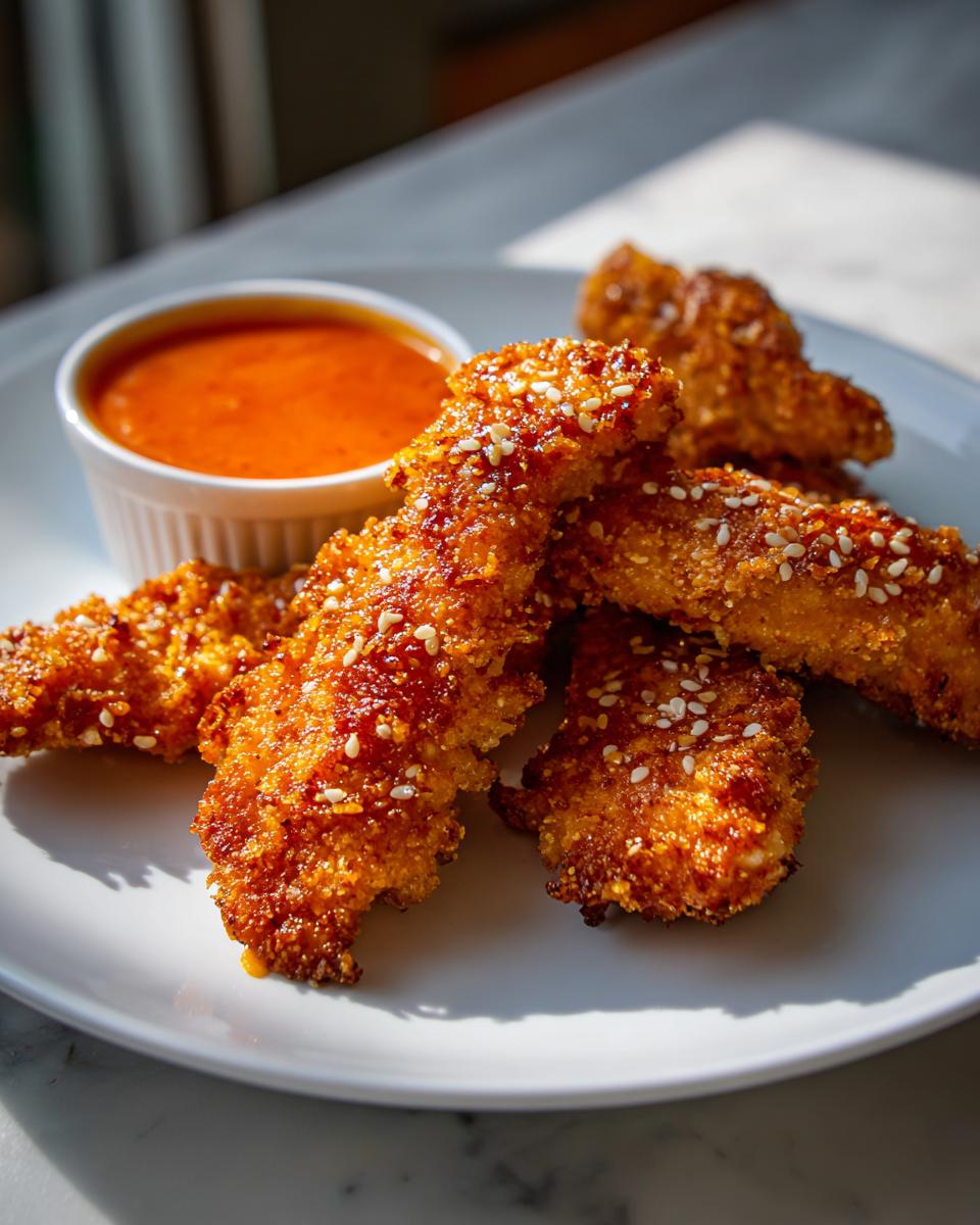 Crispy Sesame Chicken Fingers with Spicy Peanut Sauce - detail 1