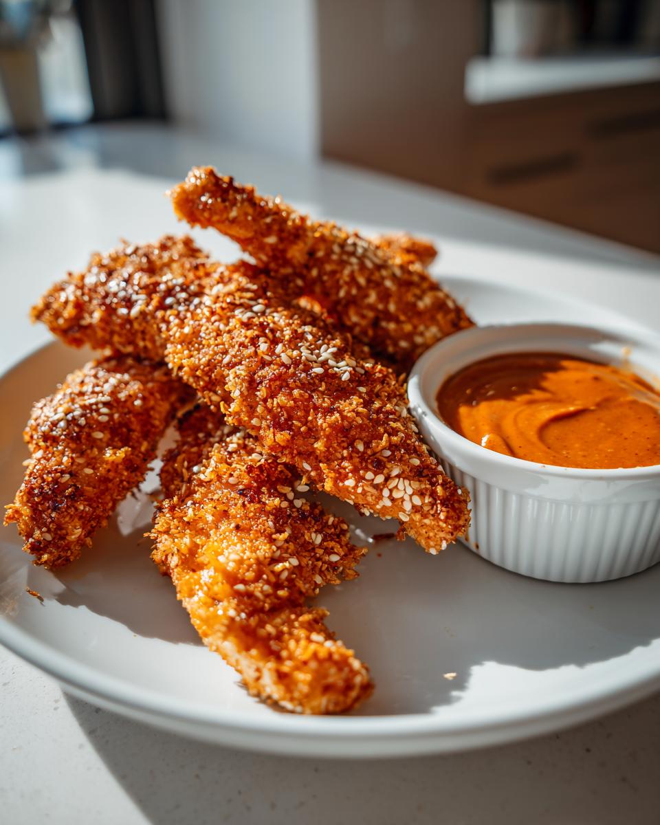 Crispy Sesame Chicken Fingers with Spicy Peanut Sauce - detail 2
