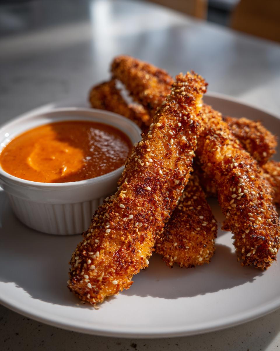 Crispy Sesame Chicken Fingers with Spicy Peanut Sauce - detail 3