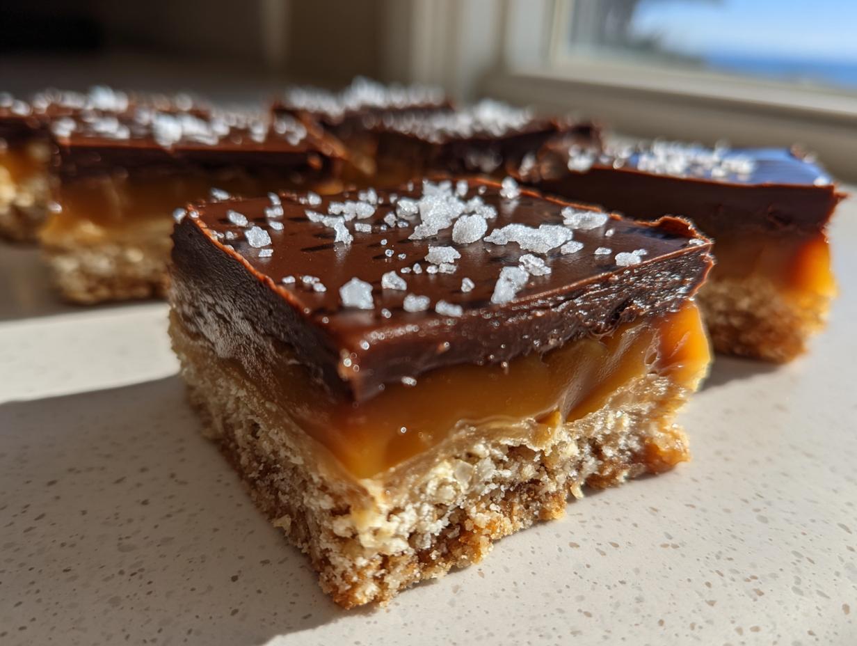 No-Bake Salted Caramel Pretzel Bars