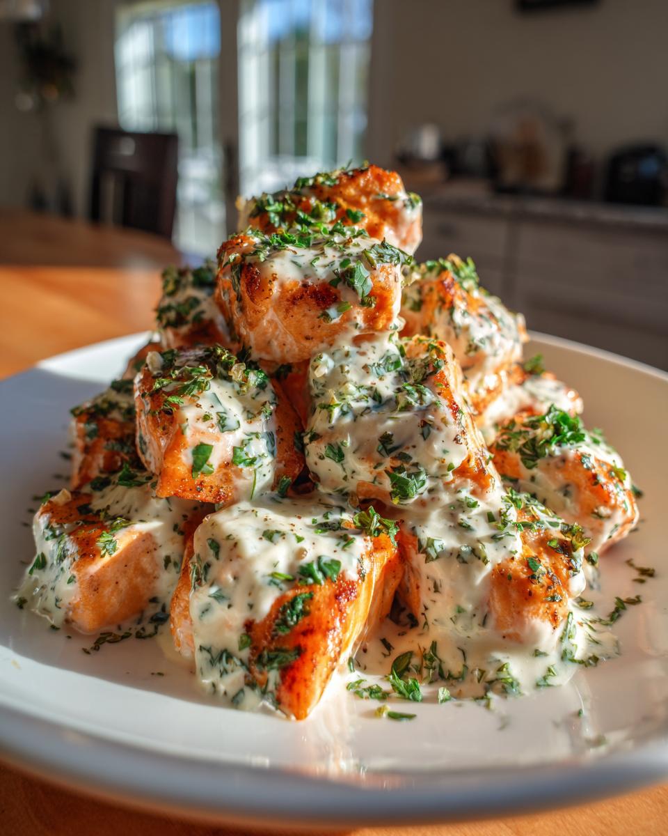 Salmon Bites with Garlic - detail 2