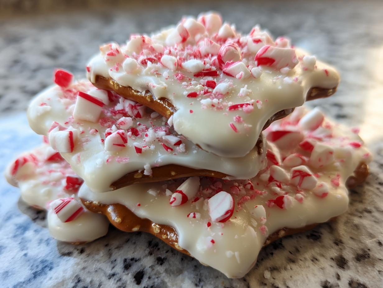 White Chocolate Peppermint Pretzel Crisps