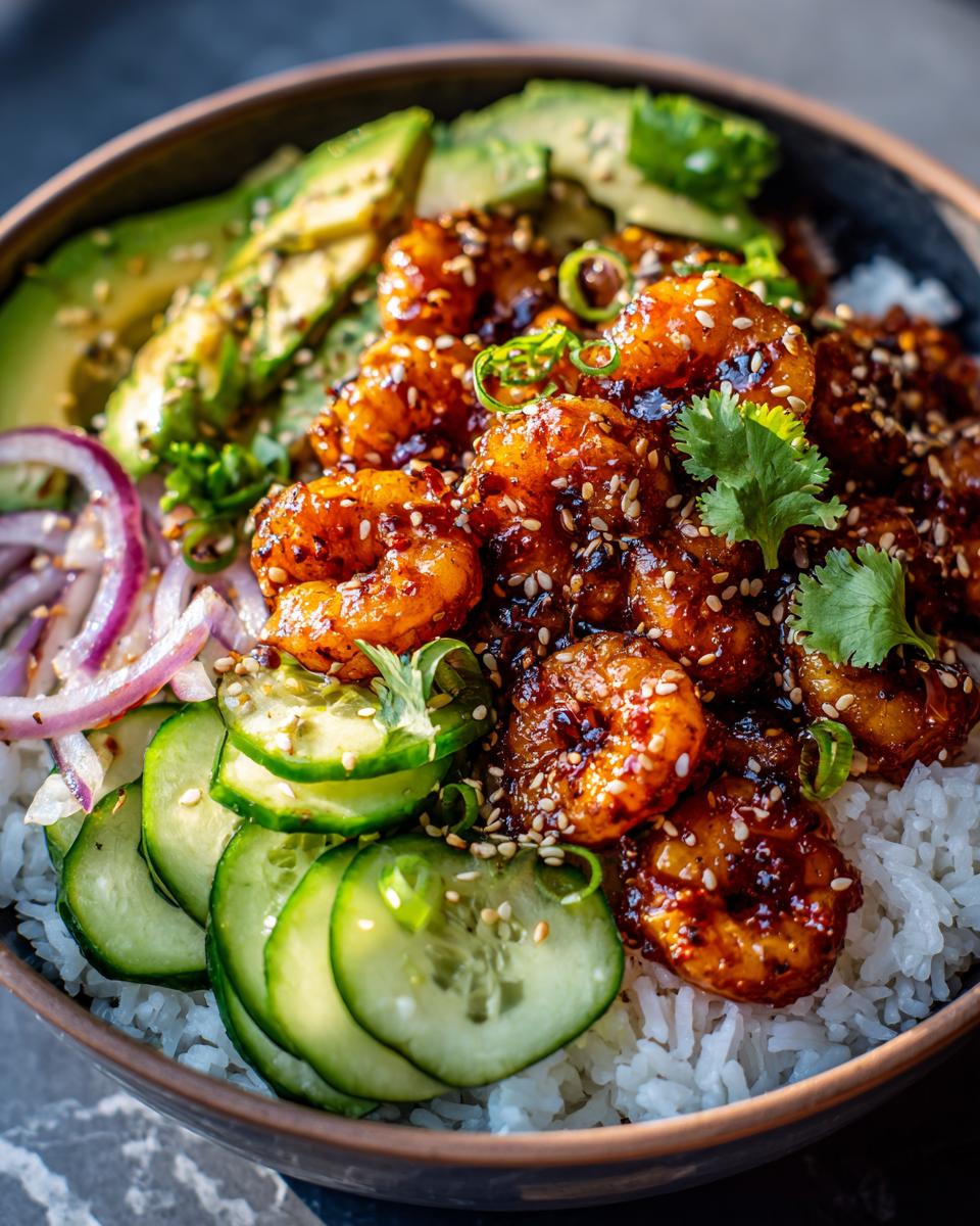Honey Garlic Prawn Rice Bowls - detail 1