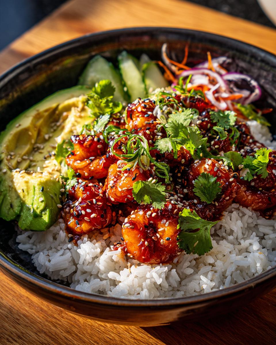 Honey Garlic Prawn Rice Bowls - detail 2