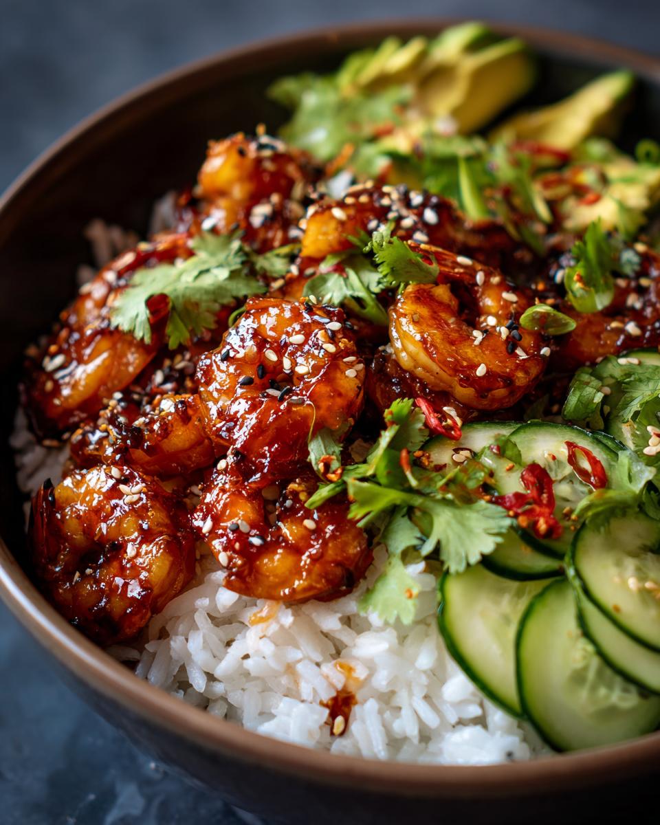 Honey Garlic Prawn Rice Bowls - detail 3