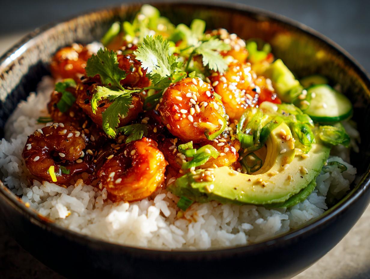 Honey Garlic Prawn Rice Bowls