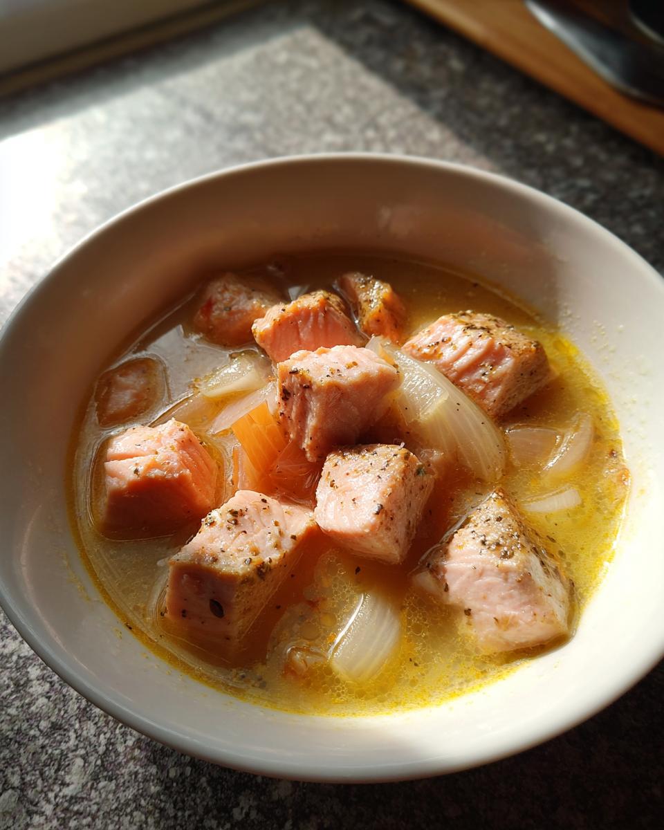 Lemon Garlic Salmon Soup - detail 1