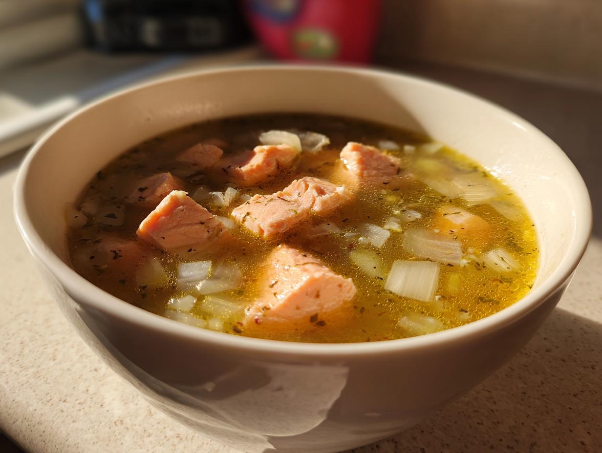 Lemon Garlic Salmon Soup