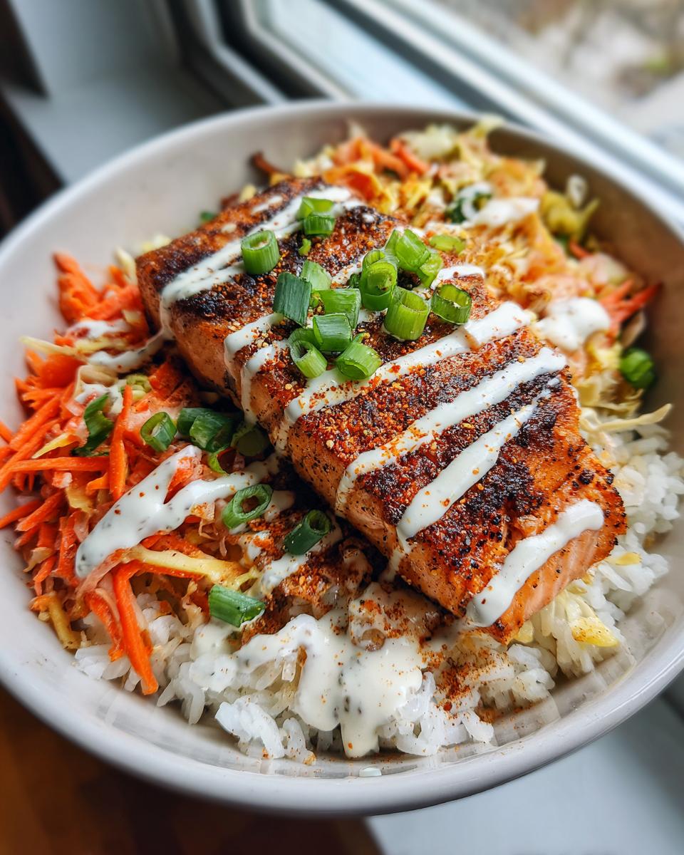 Salmon Rice Bowl with Spicy Yogurt Sauce - detail 2