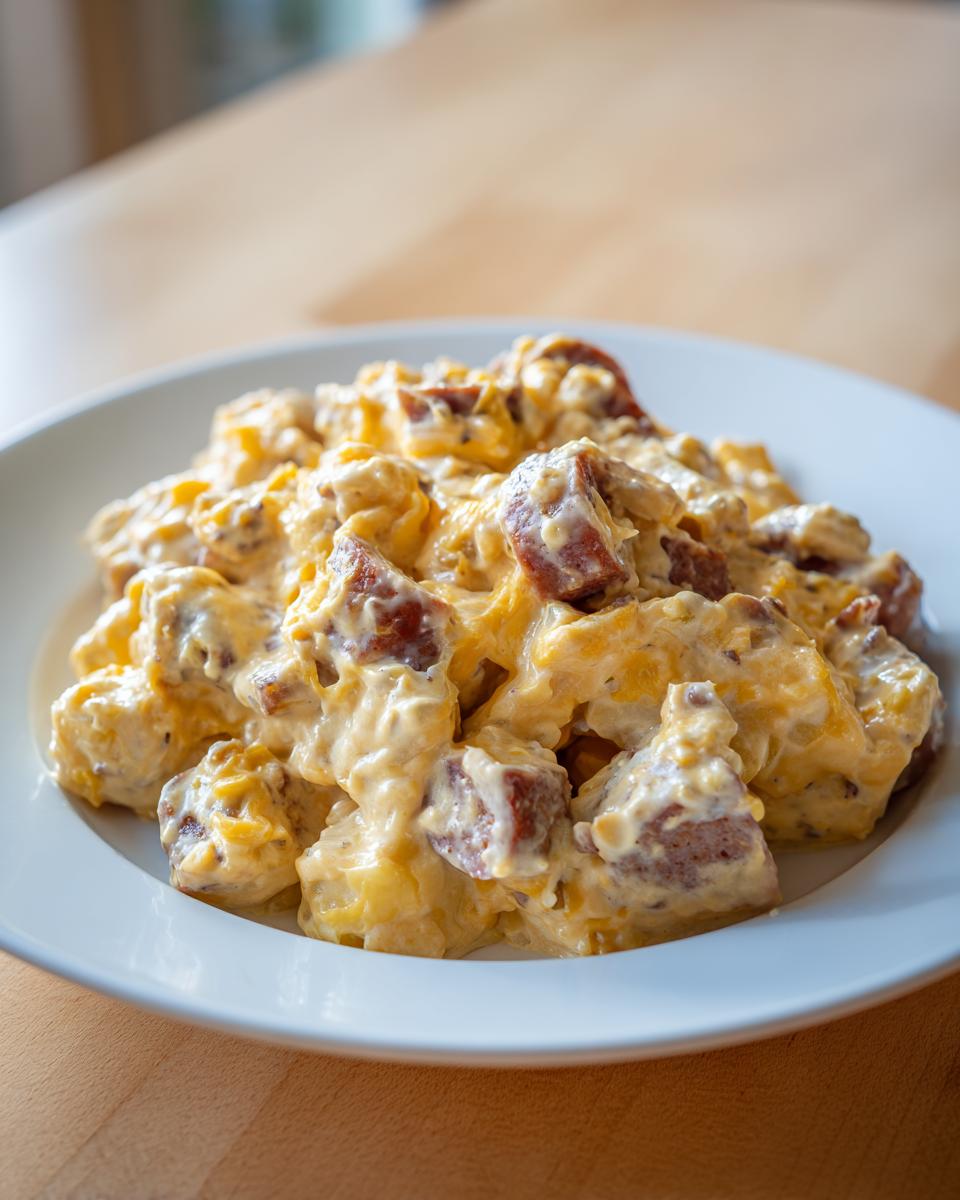 crockpot cheesy potatoes and sausage - detail 1