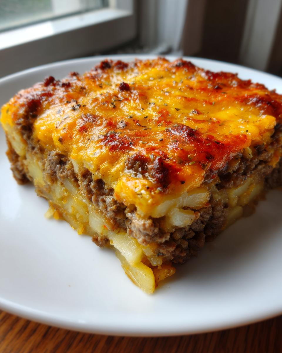 hobo casserole with ground beef and potatoes - detail 1