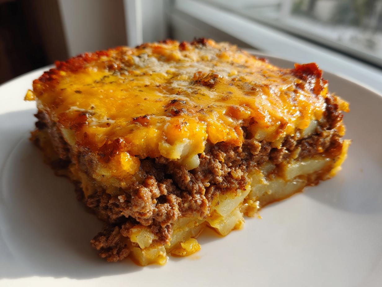 hobo casserole with ground beef and potatoes
