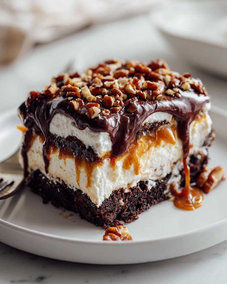 turtle lasagna dessert - detail 1