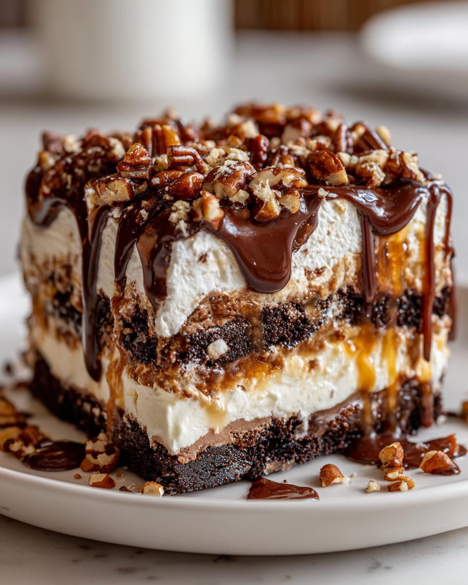 turtle lasagna dessert - detail 2